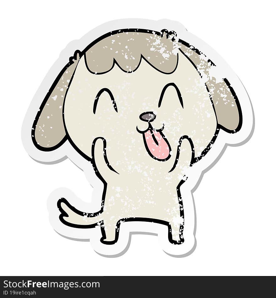 Distressed Sticker Of A Cute Cartoon Dog