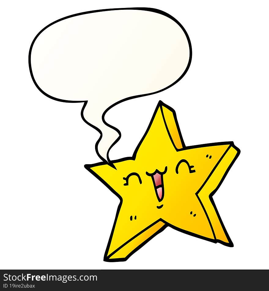 Cute Cartoon Star And Speech Bubble In Smooth Gradient Style