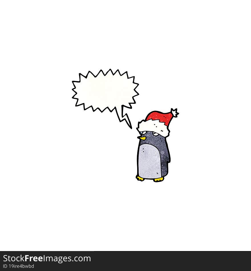 Cartoon Penguin In Christmas Hat