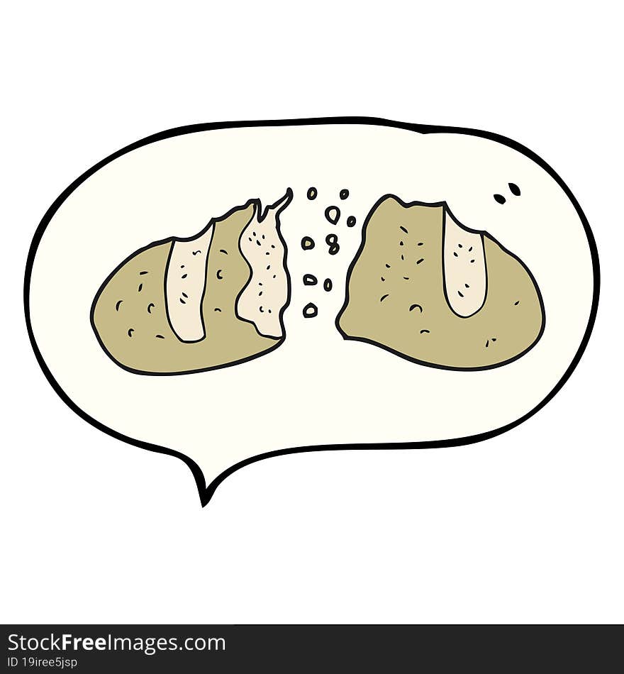 freehand drawn speech bubble cartoon loaf of bread