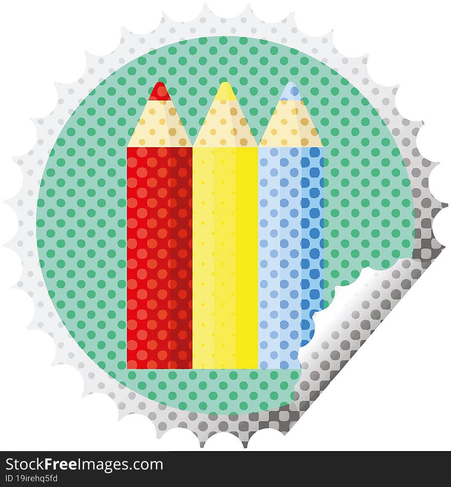 Color Pencils Round Sticker Stamp