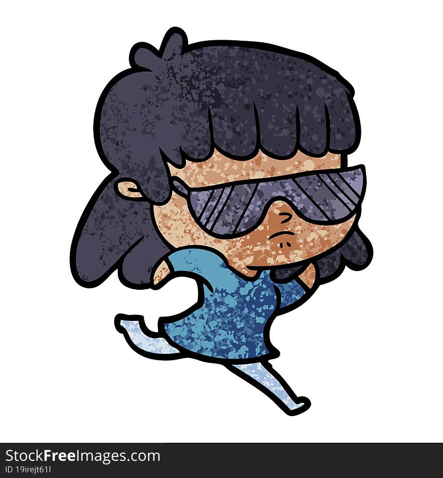 cartoon indifferent woman running. cartoon indifferent woman running