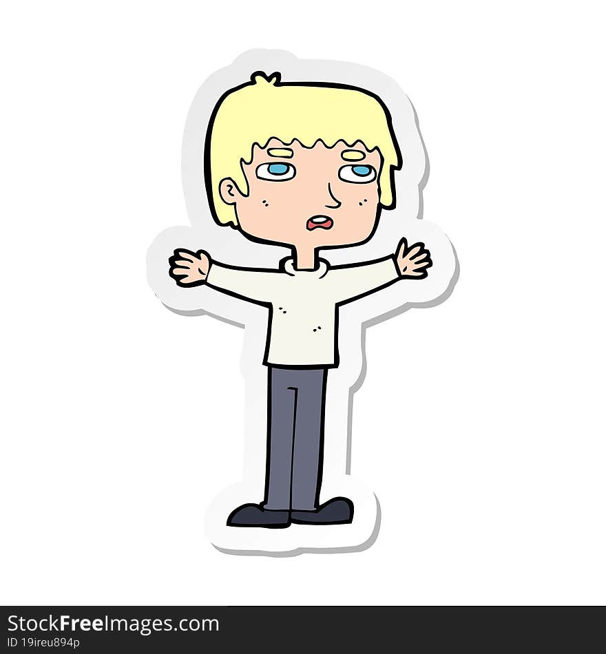 sticker of a cartoon nervous man