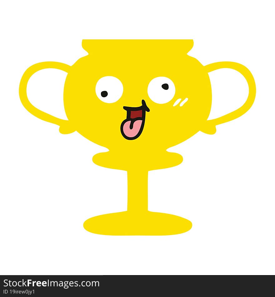 flat color retro cartoon trophy