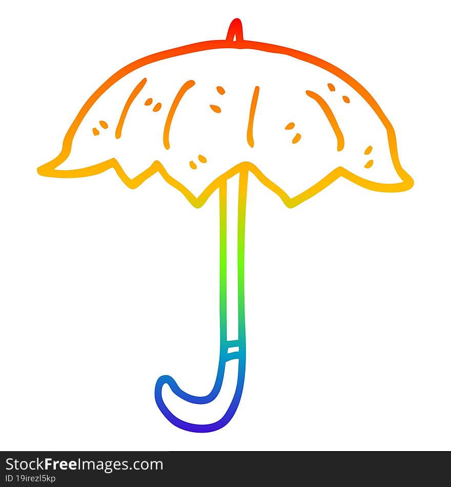 rainbow gradient line drawing cartoon open umbrella