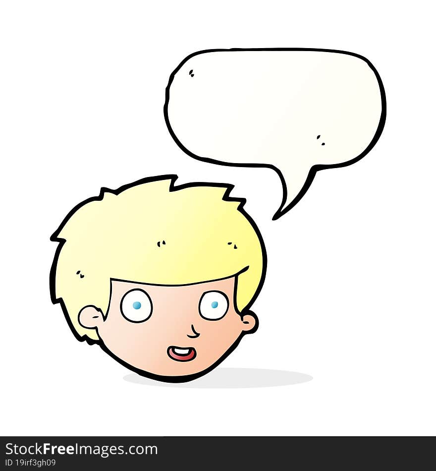 Cartoon Happy Boy S Face With Speech Bubble