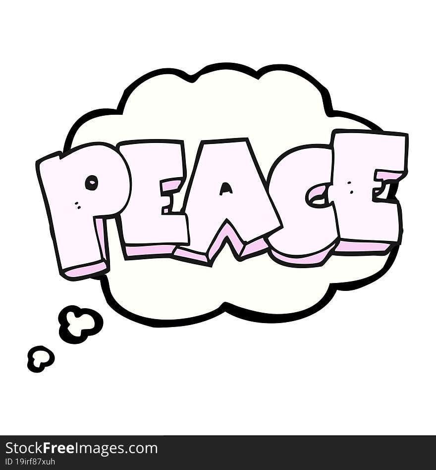 thought bubble cartoon word peace