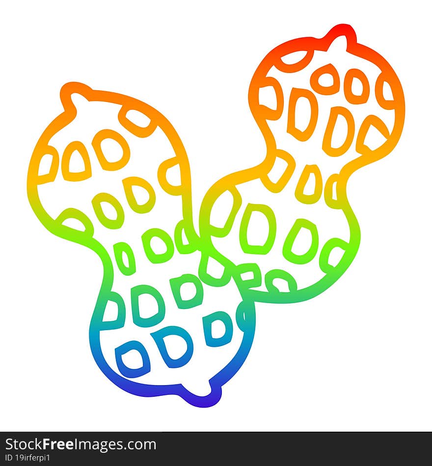 rainbow gradient line drawing cartoon peanut