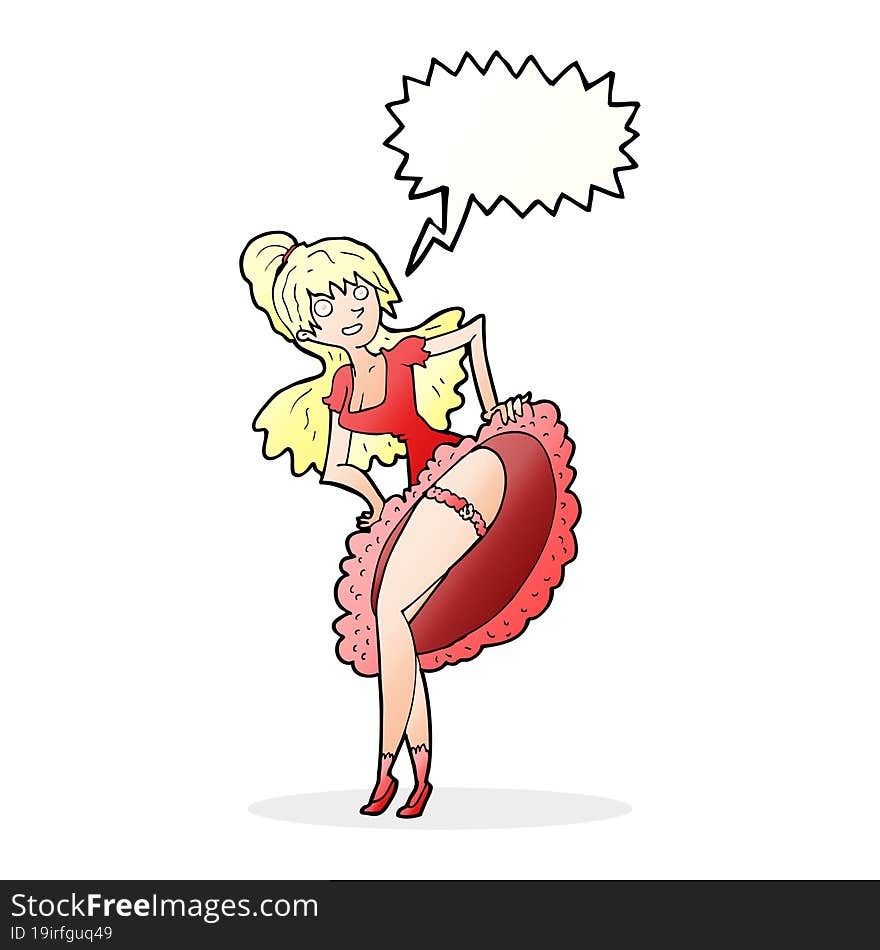 cartoon flamenco dancer with speech bubble