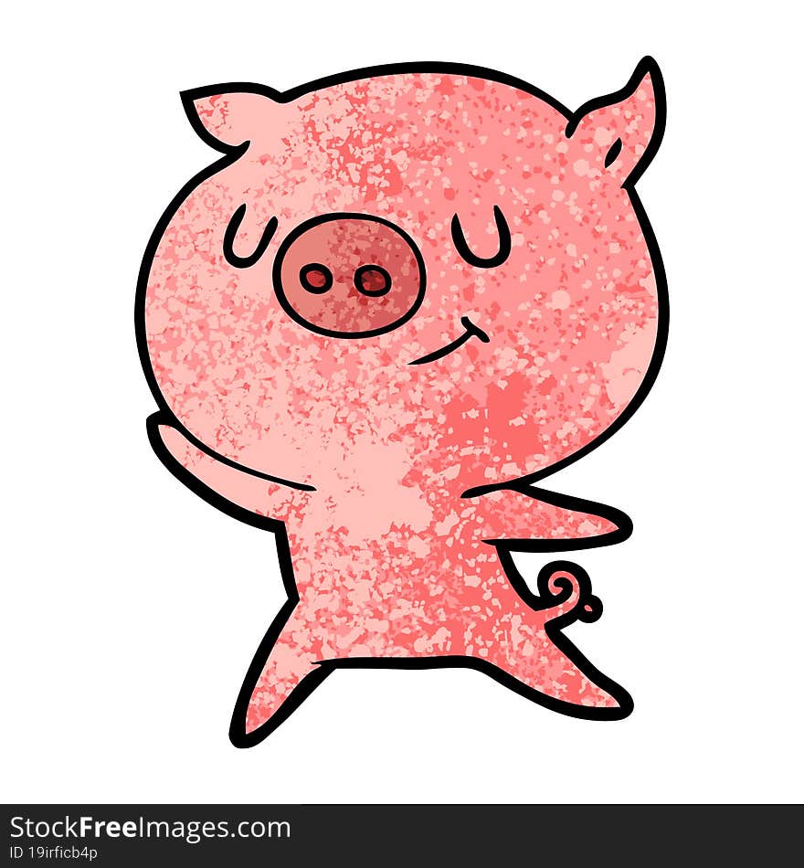 happy cartoon pig. happy cartoon pig