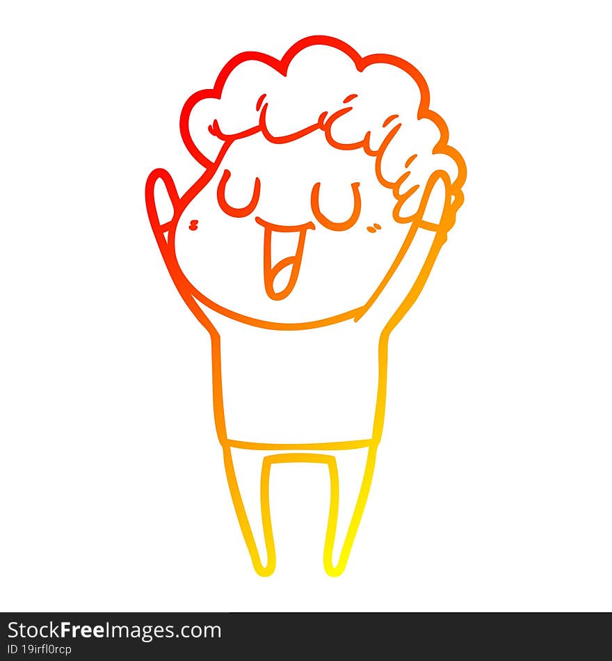 warm gradient line drawing of a laughing cartoon man