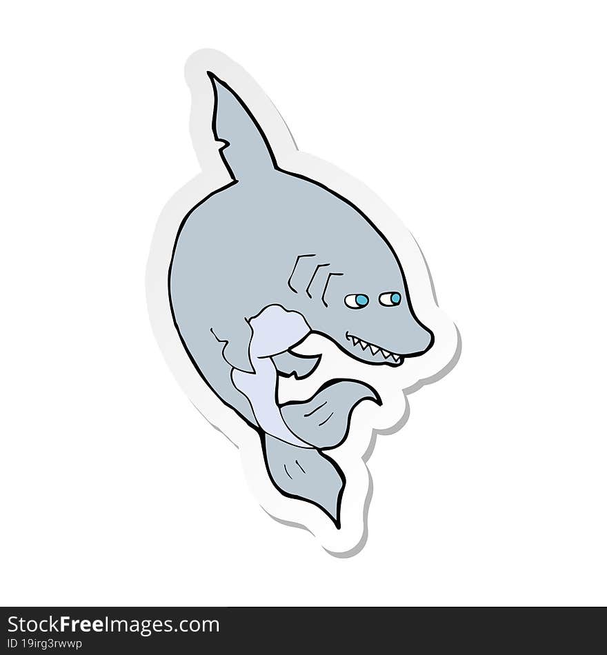 sticker of a funny cartoon shark