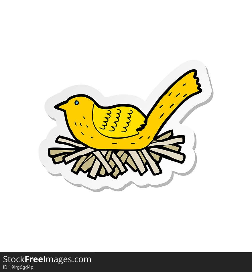 sticker of a cartoon bird on nest