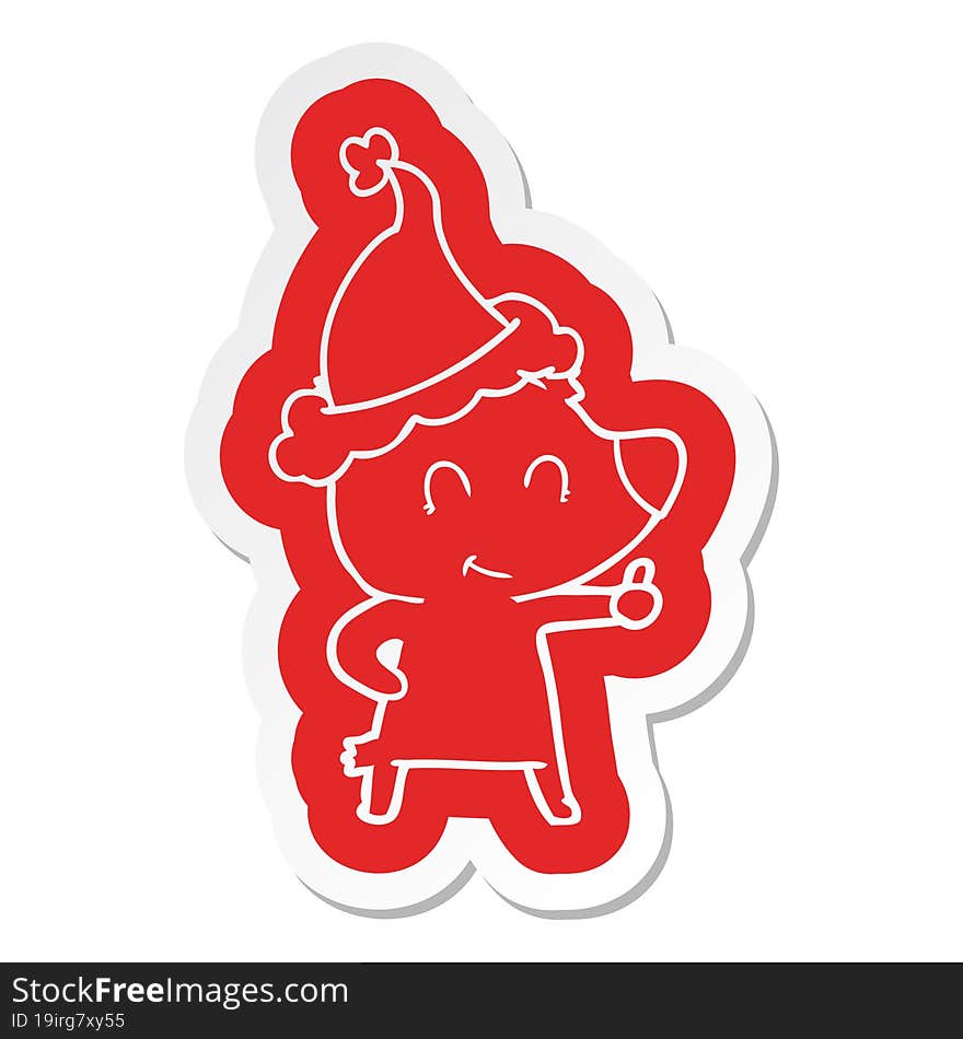 female bear cartoon  sticker of a wearing santa hat