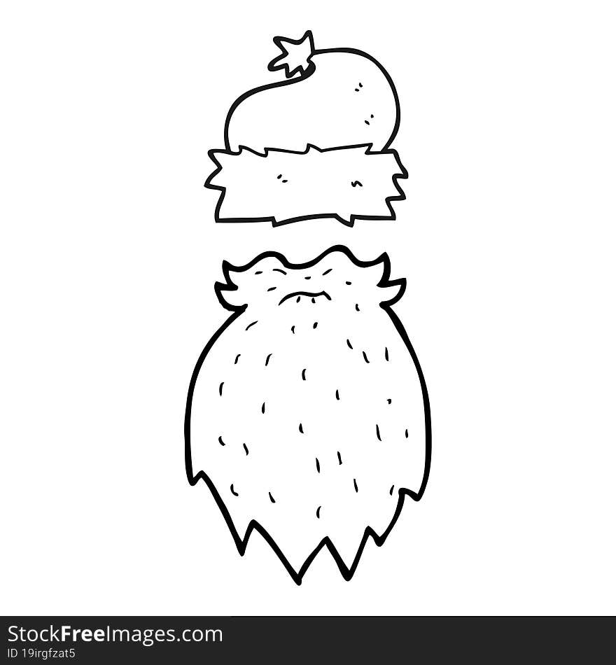 black and white cartoon santa hat and beard