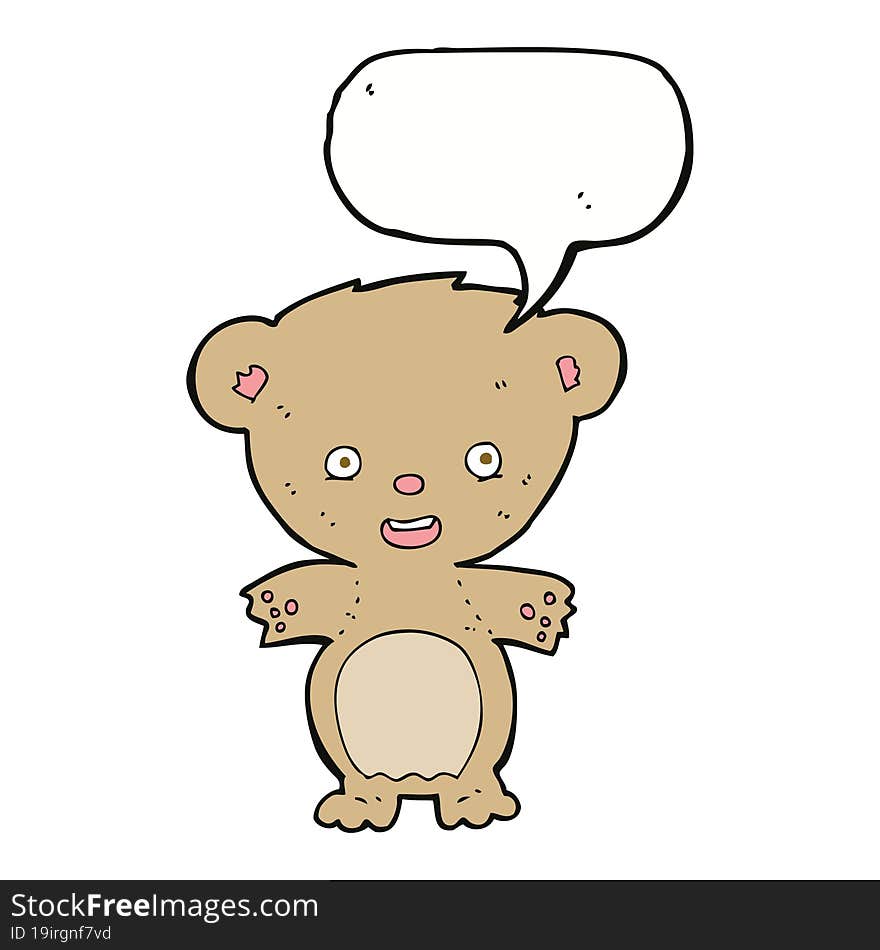 cartoon teddy bear with speech bubble