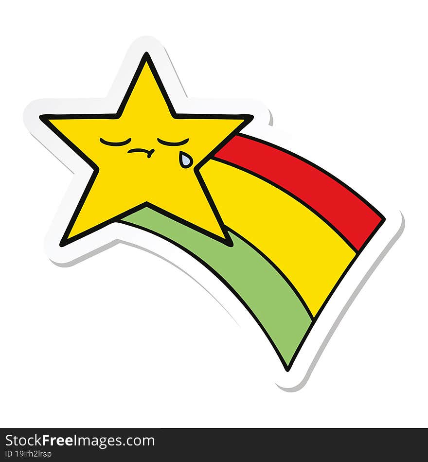 sticker of a cute cartoon shooting rainbow star