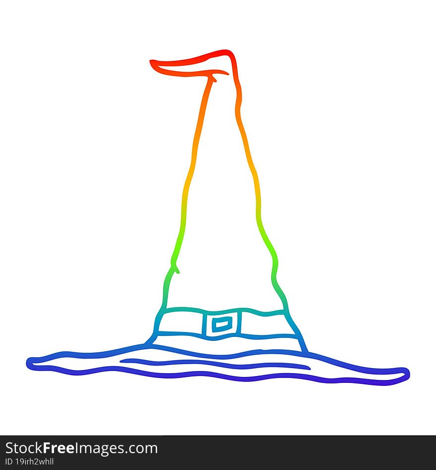 rainbow gradient line drawing cartoon witch hat