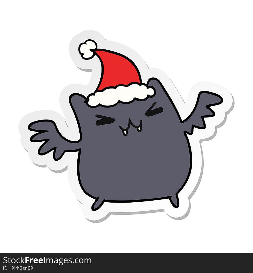 Christmas Sticker Cartoon Of Kawaii Bat