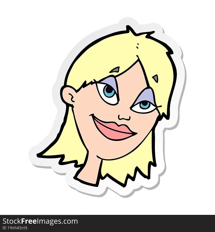 Sticker Of A Cartoon Happy Woman