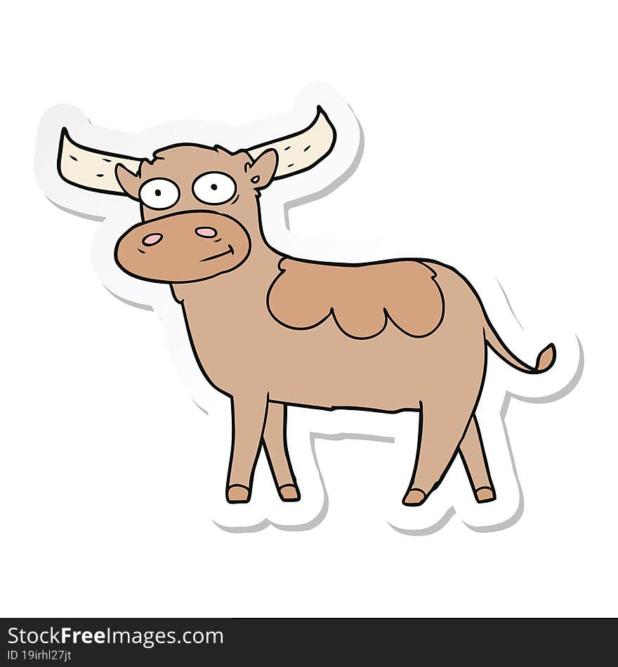 sticker of a cartoon bull