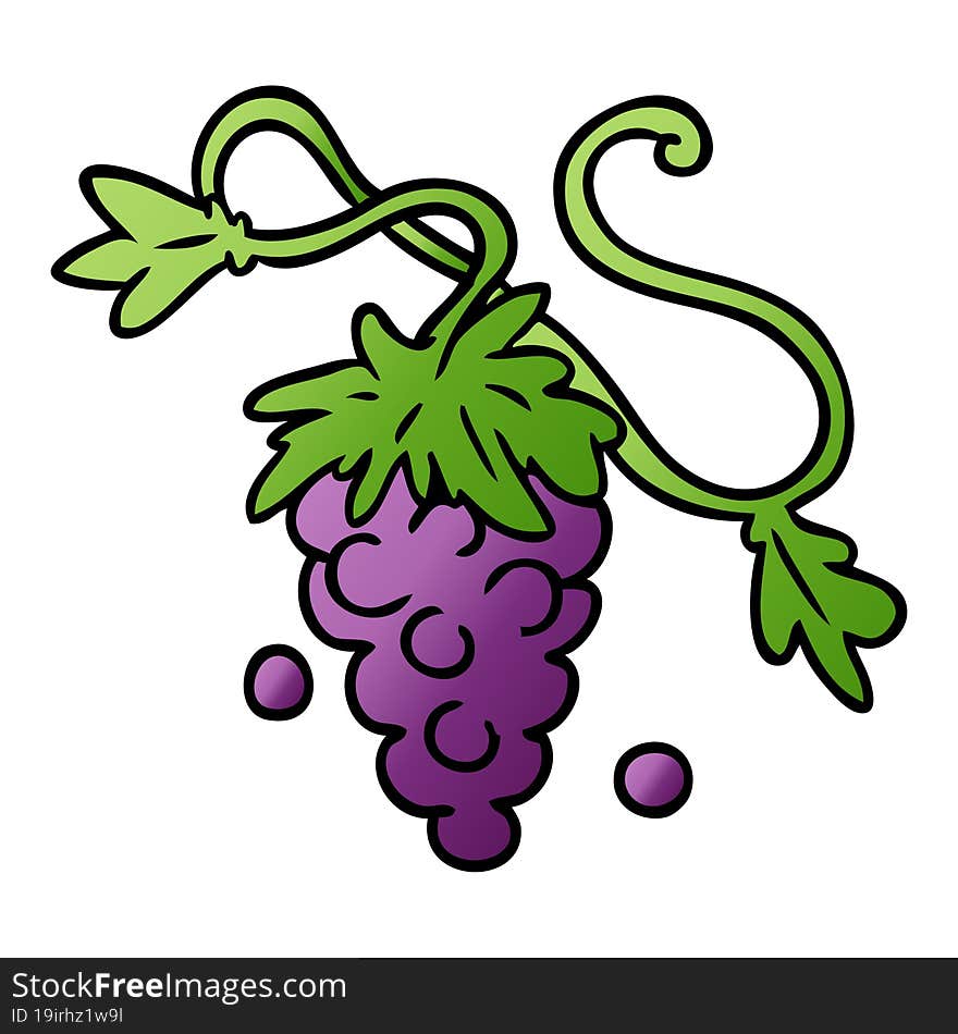 gradient cartoon doodle of grapes on vine