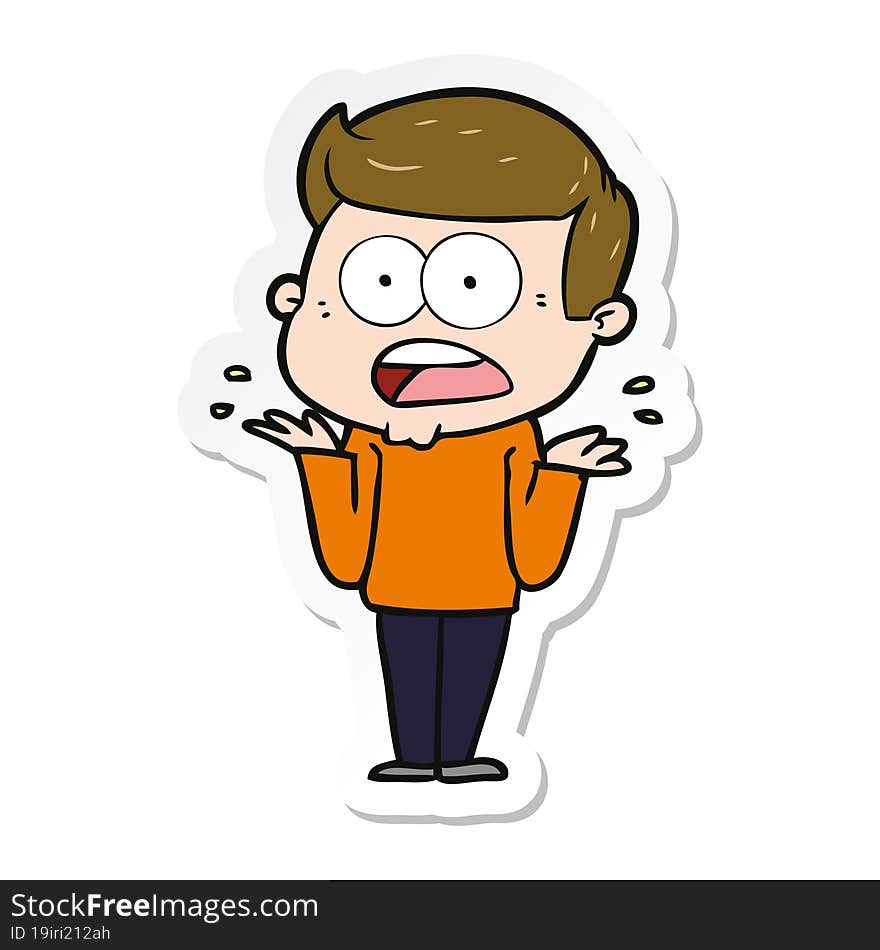 sticker of a cartoon shocked man