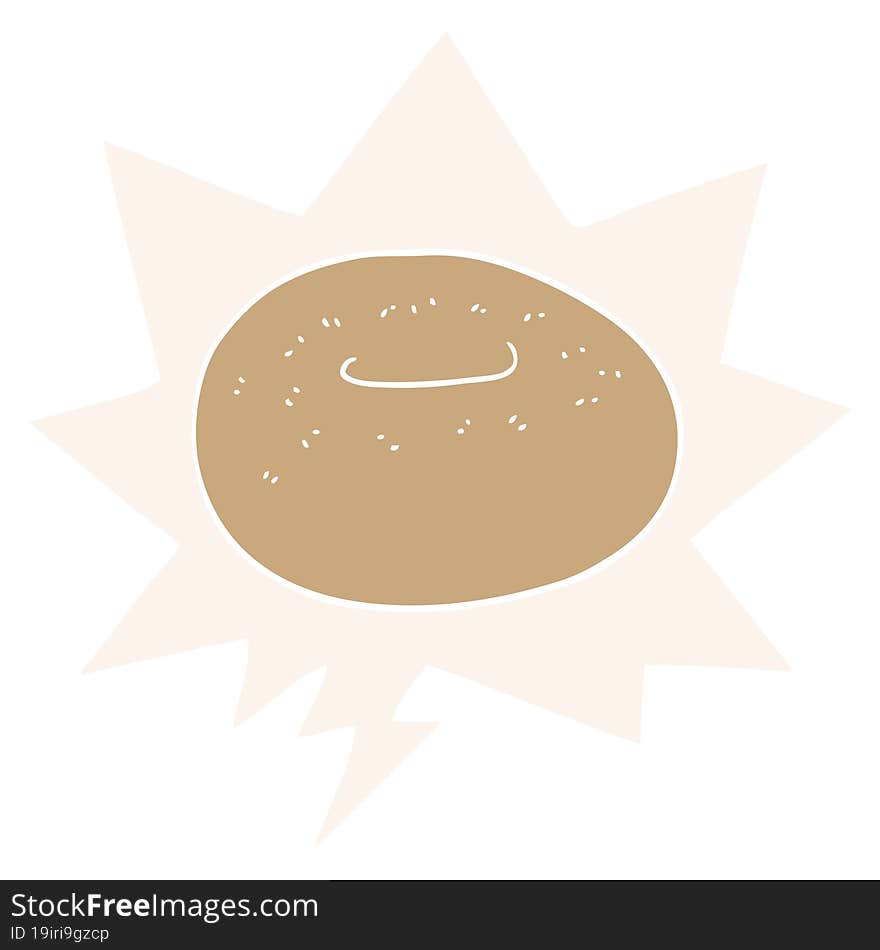 Cartoon Donut And Speech Bubble In Retro Style