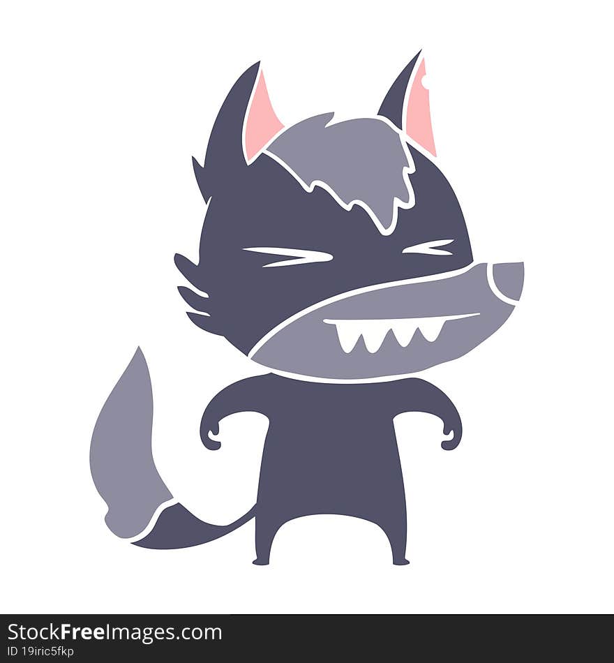 Angry Wolf Flat Color Style Cartoon