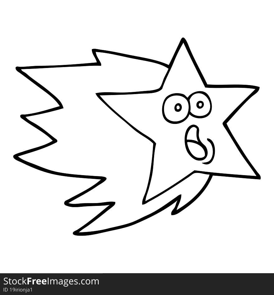 Black And White Cartoon Shooting Star