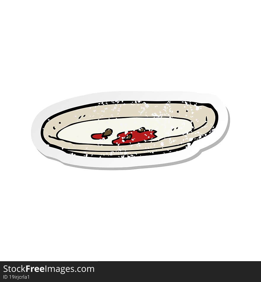 retro distressed sticker of a cartoon empty plate