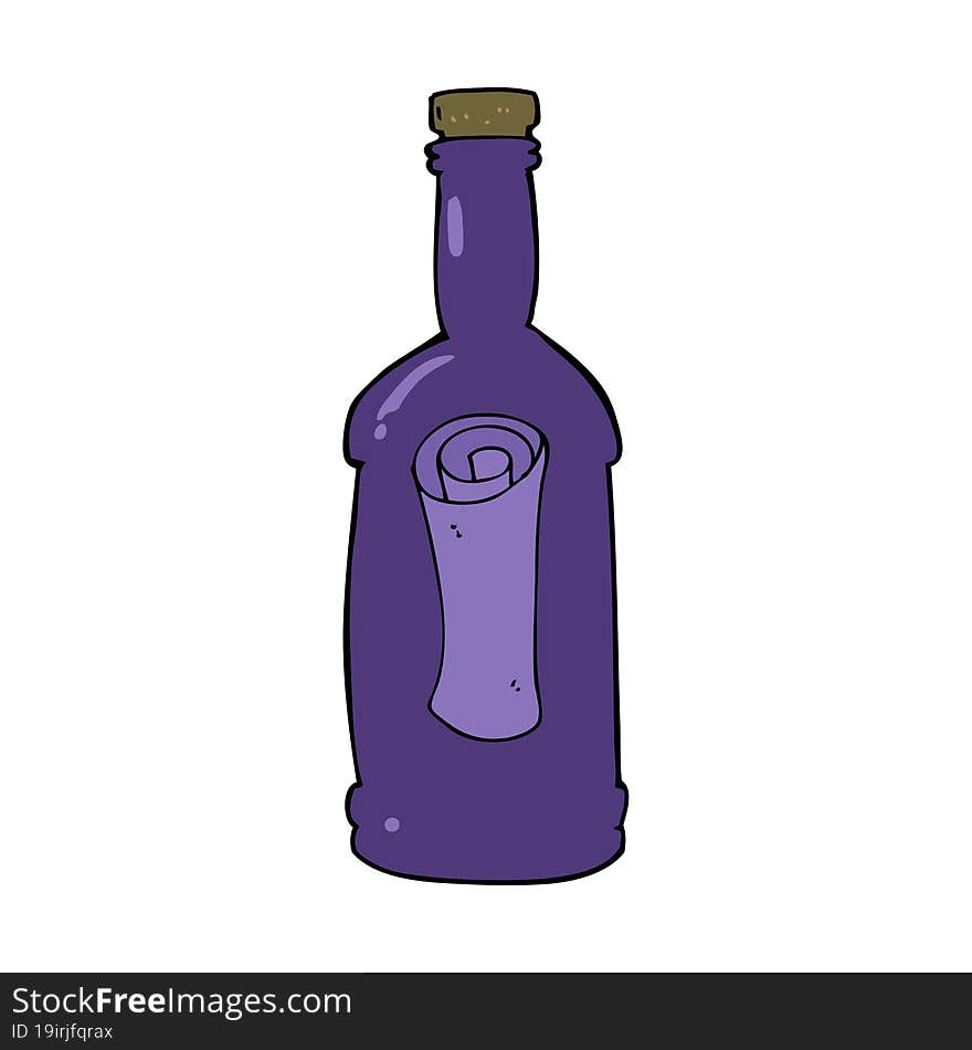 Cartoon Letter In A Bottle