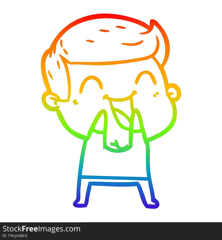 rainbow gradient line drawing of a cartoon man laughing