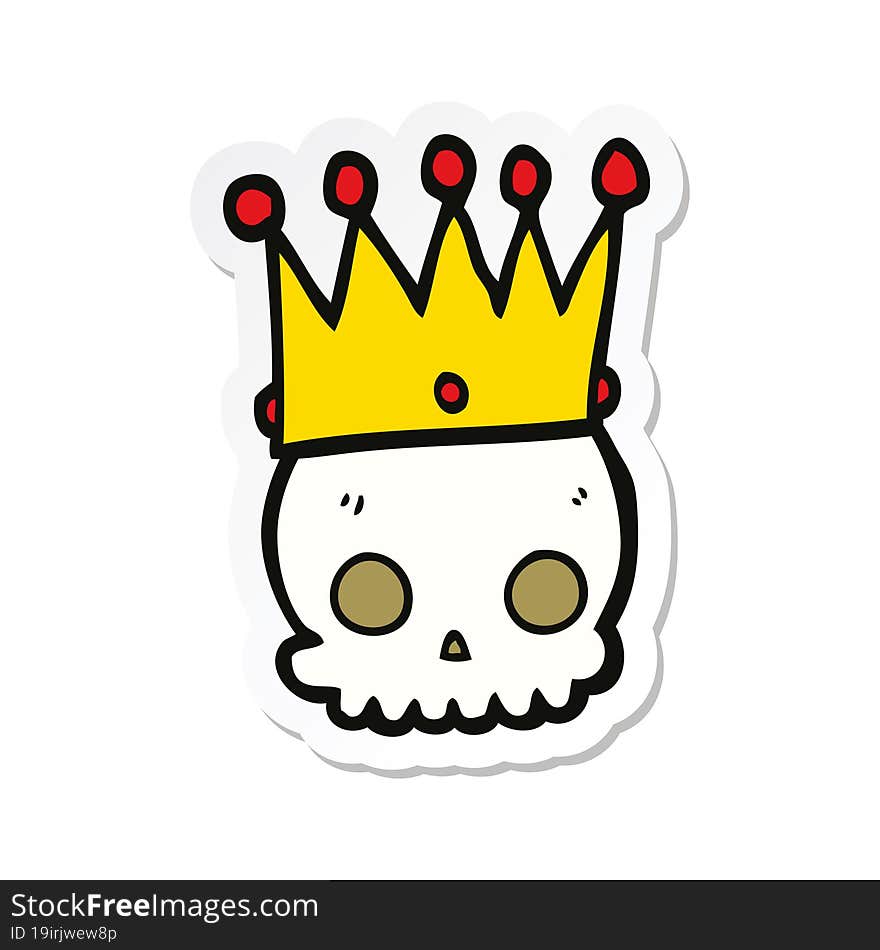 sticker of a cartoon skull with crown