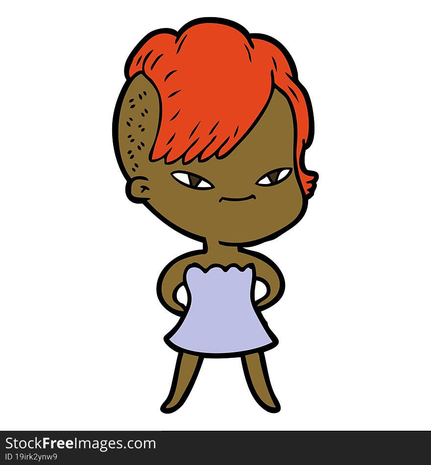 cute cartoon girl with hipster haircut. cute cartoon girl with hipster haircut