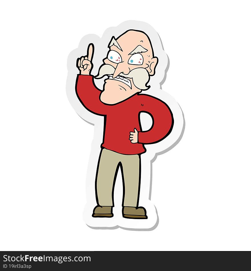 Sticker Of A Cartoon Old Man Laying Down Rules