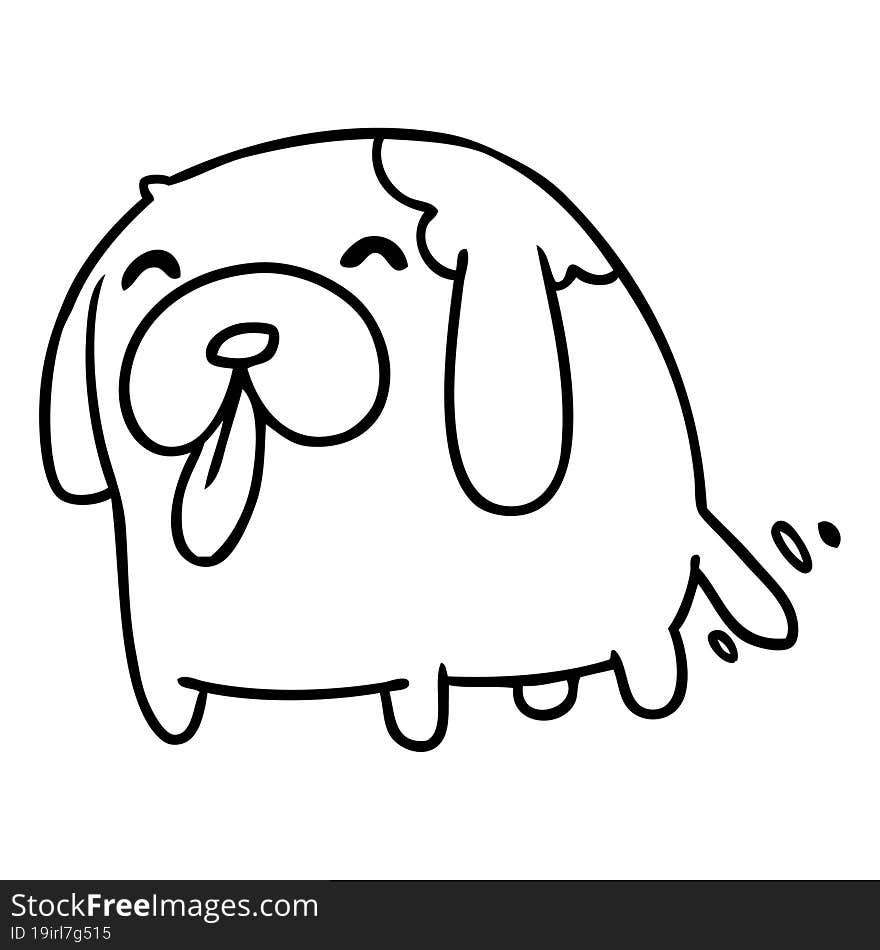 line drawing illustration kawaii of a cute dog. line drawing illustration kawaii of a cute dog