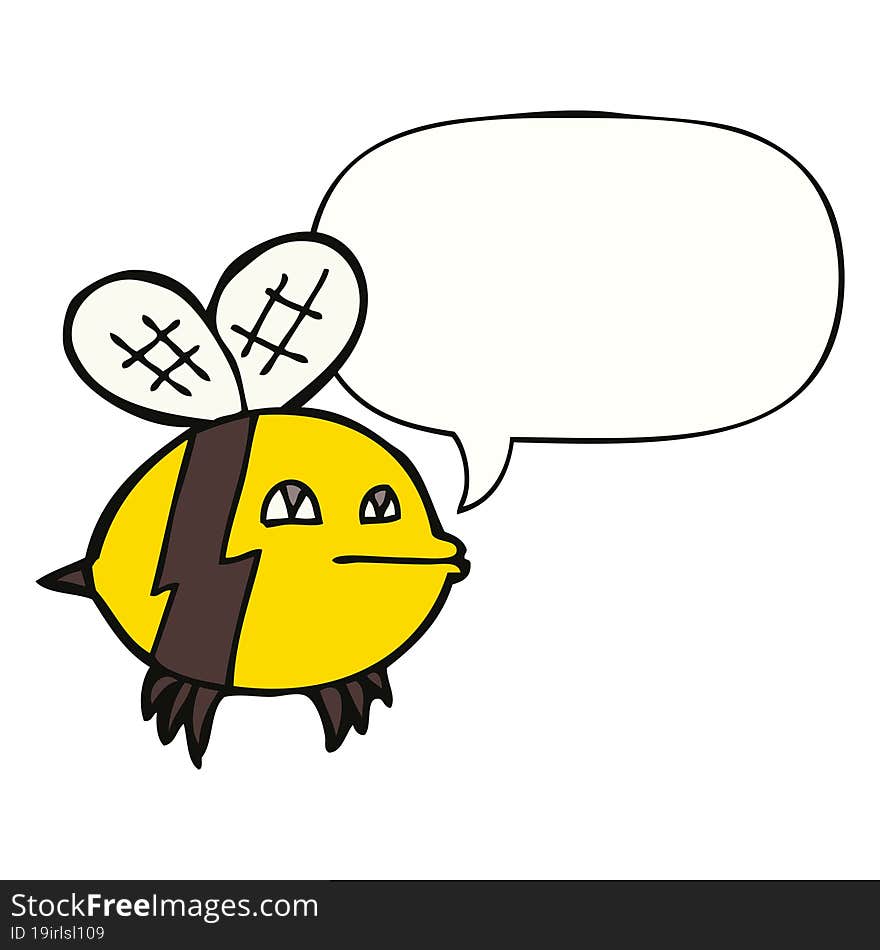 Cartoon Bee And Speech Bubble