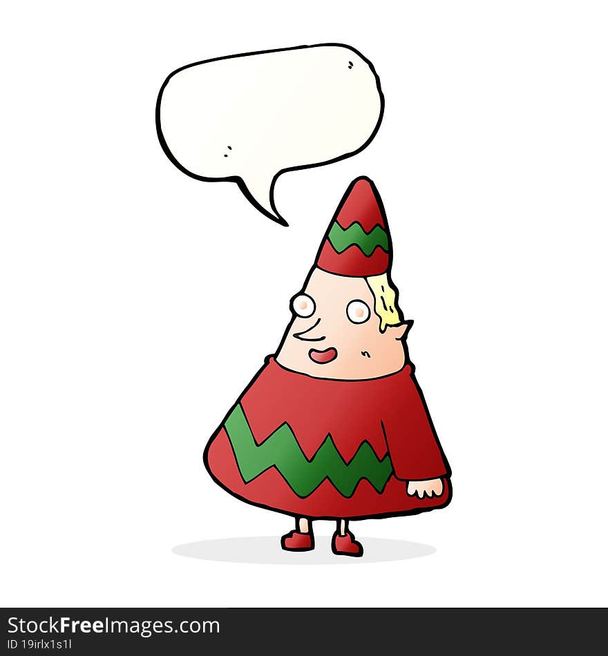 Cartoon Elf With Speech Bubble