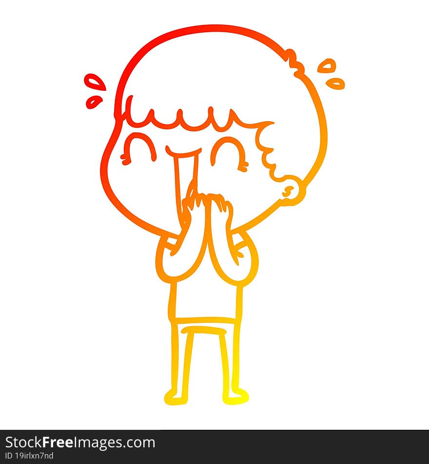 Warm Gradient Line Drawing Laughing Cartoon Man