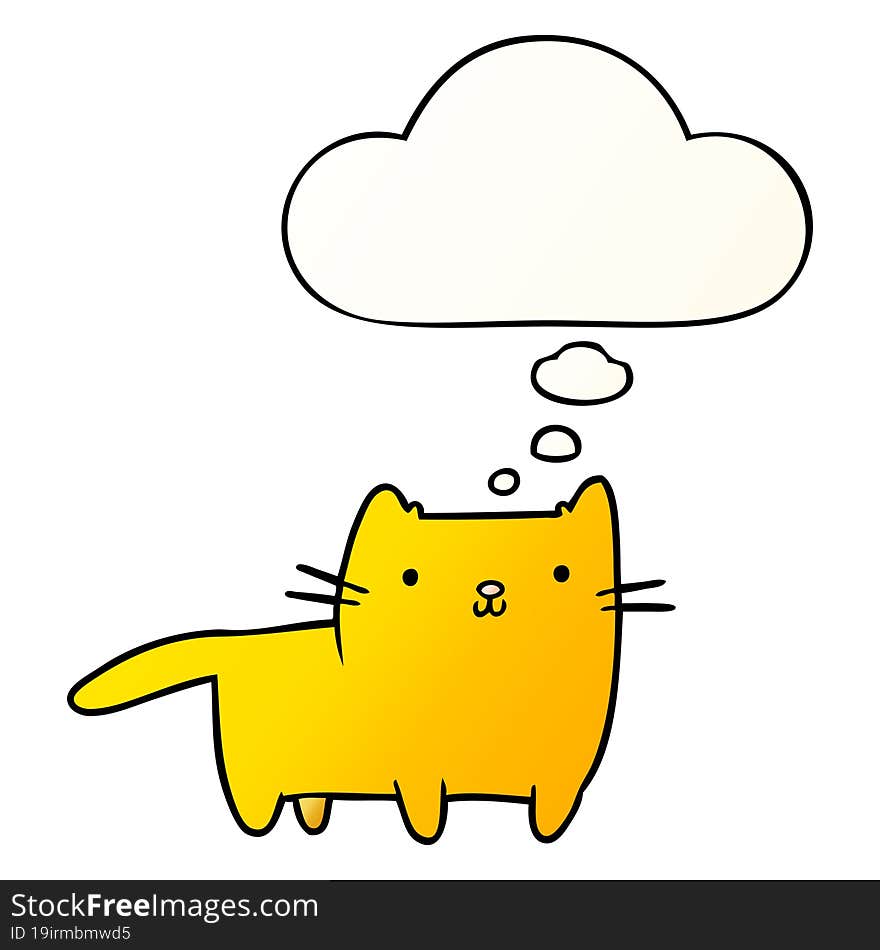 cartoon cat with thought bubble in smooth gradient style