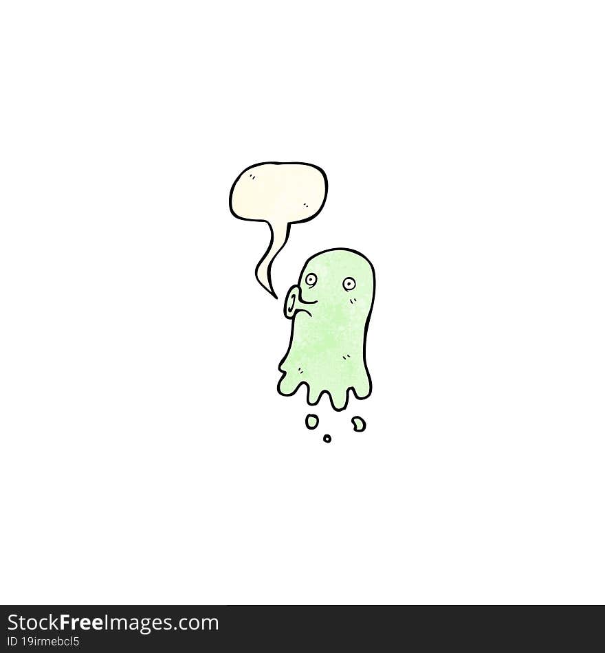 cartoon spooky ghost with speech bubble