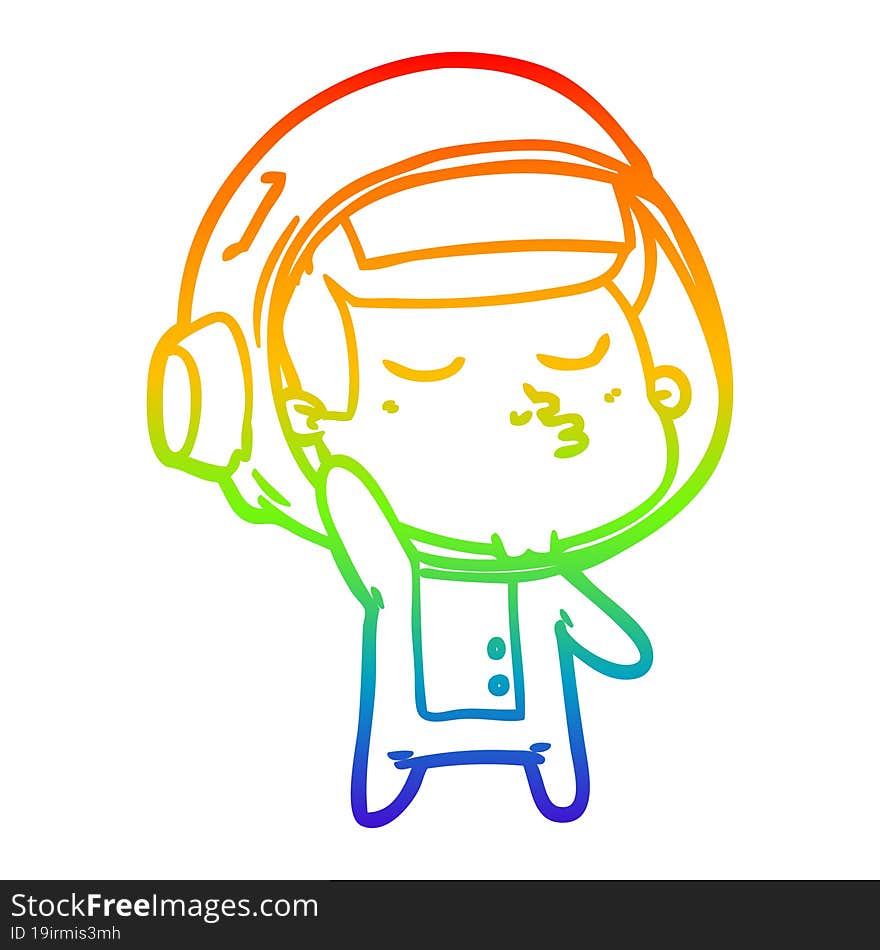 rainbow gradient line drawing cartoon confident astronaut