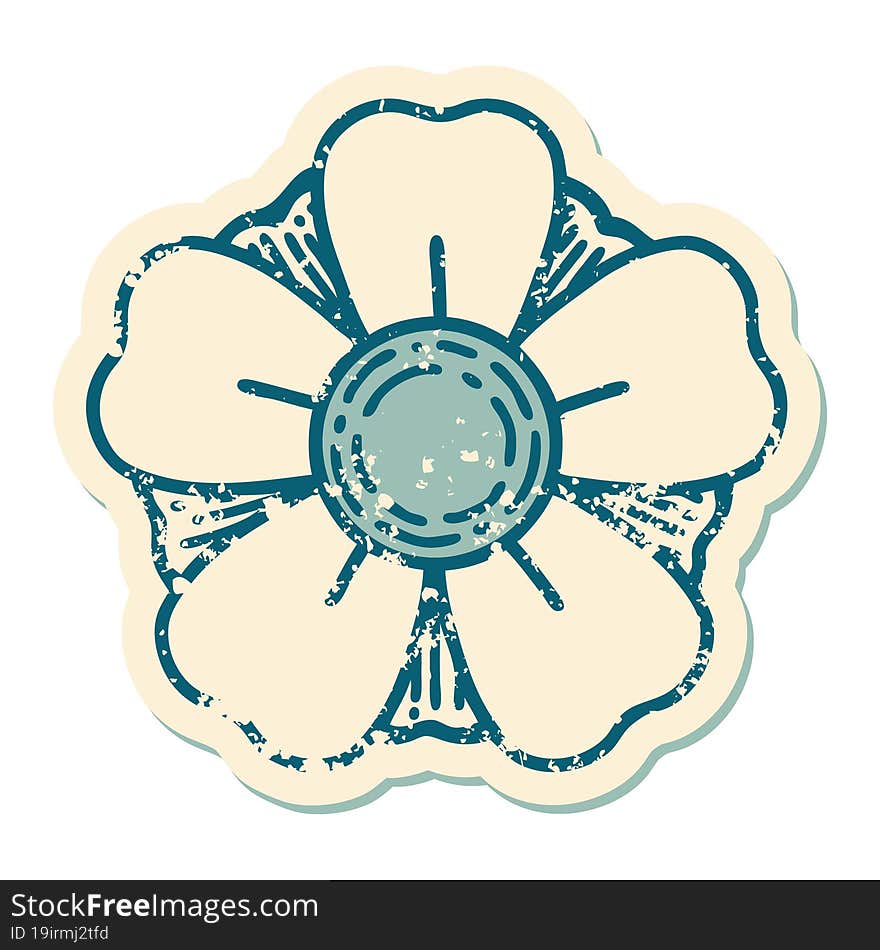 iconic distressed sticker tattoo style image of a flower. iconic distressed sticker tattoo style image of a flower