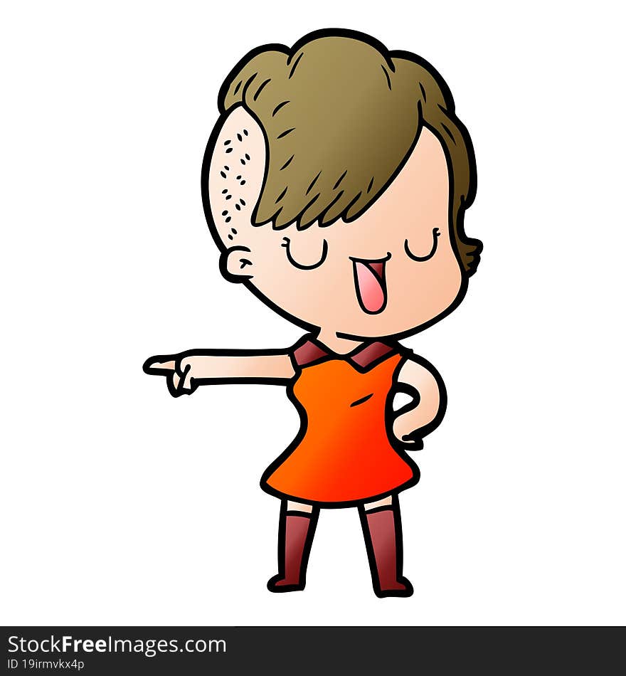 cute cartoon girl with hipster haircut. cute cartoon girl with hipster haircut