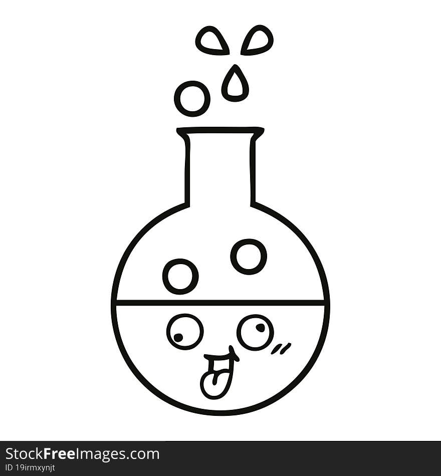 Line Drawing Cartoon Test Tube