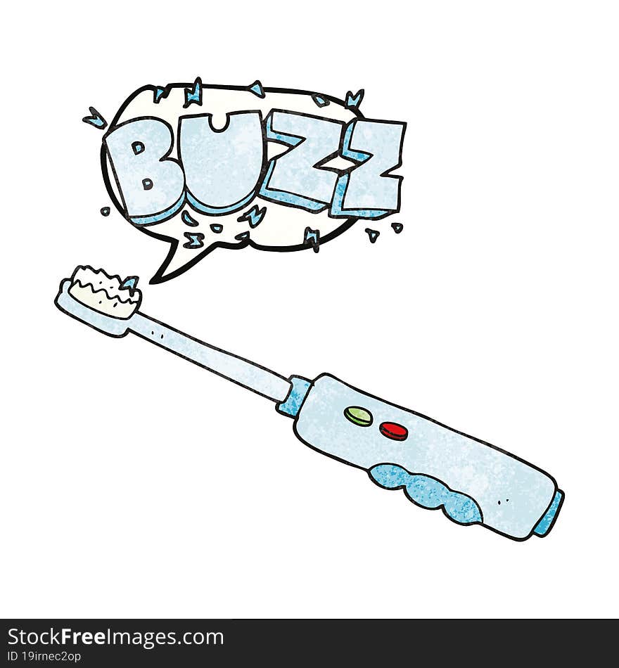 speech bubble textured cartoon buzzing electric toothbrush