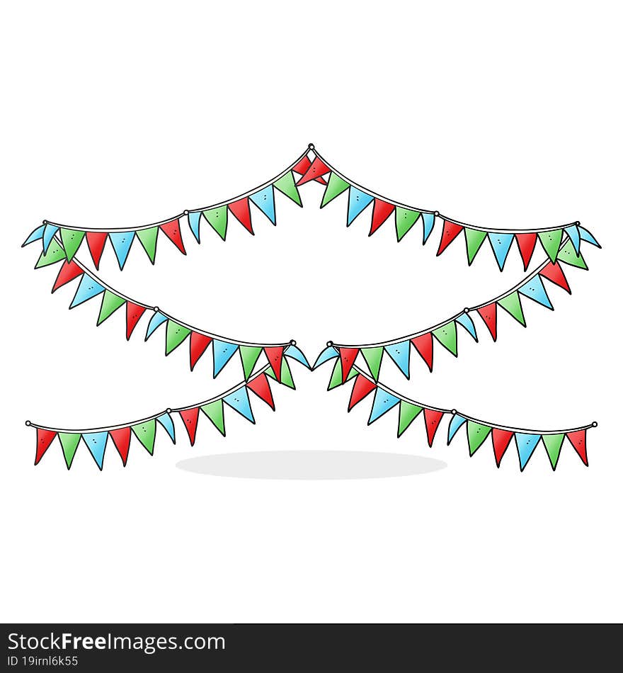 freehand drawn cartoon bunting flags