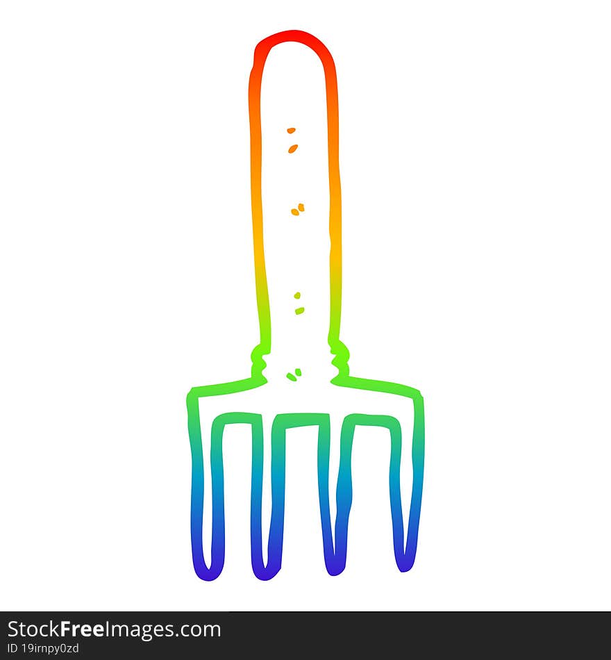 rainbow gradient line drawing cartoon fork