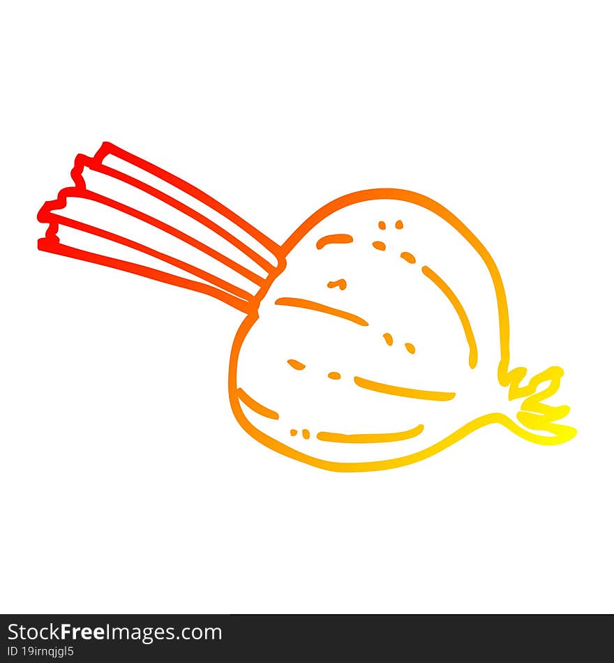 warm gradient line drawing of a cartoon fresh beet